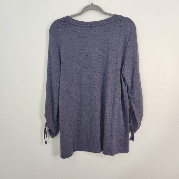 New Direction Navy T-Shirt Size Large Dark Blue Knit Top - Picture 4 of 8